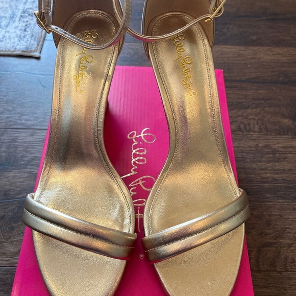 Lilly Pulitzer Jenna Wedge-Gold-Size 10 - Picture 4 of 6